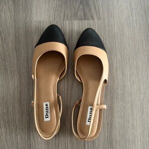 Dune Women's Black and Tan Flats